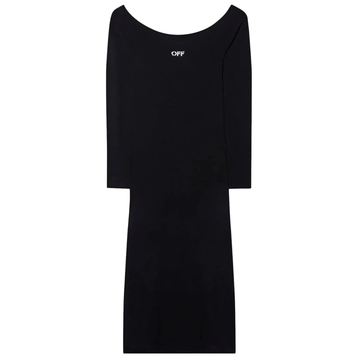 Off-White Off Stamp Slick Scoop Mididre Dress 'Black/White'
