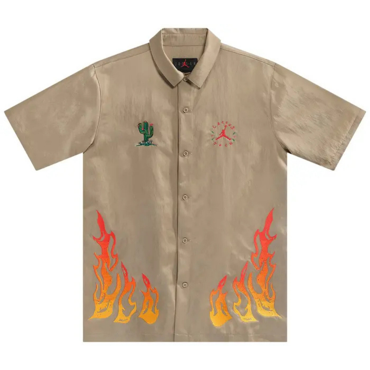 Cactus Jack by Travis Scott x Jordan Button Down Shirt 'Khaki/University Red'