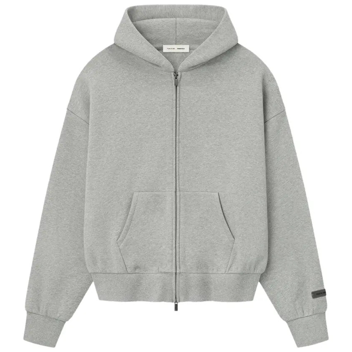 Fear of God Essentials Classic Fleece Zip-Up Hoodie 'Concrete Heather'