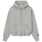 Fear of God Essentials Classic Fleece Zip-Up Hoodie 'Concrete Heather'
