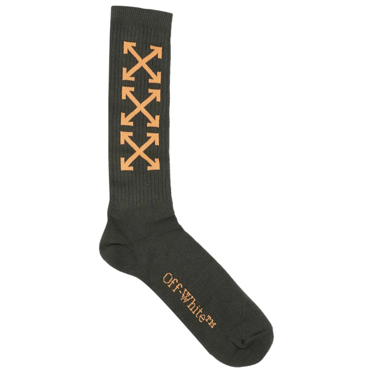Off-White Arrow Bookish Medium Socks 'Army Green/Orange'