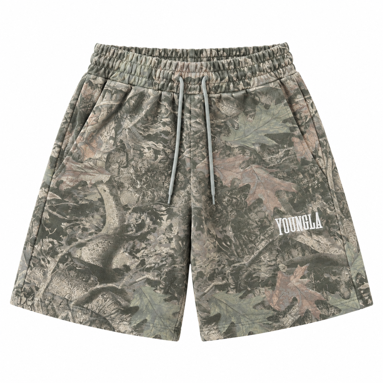 YoungLA Baggy Sweatshorts 'Green Tree Camo'