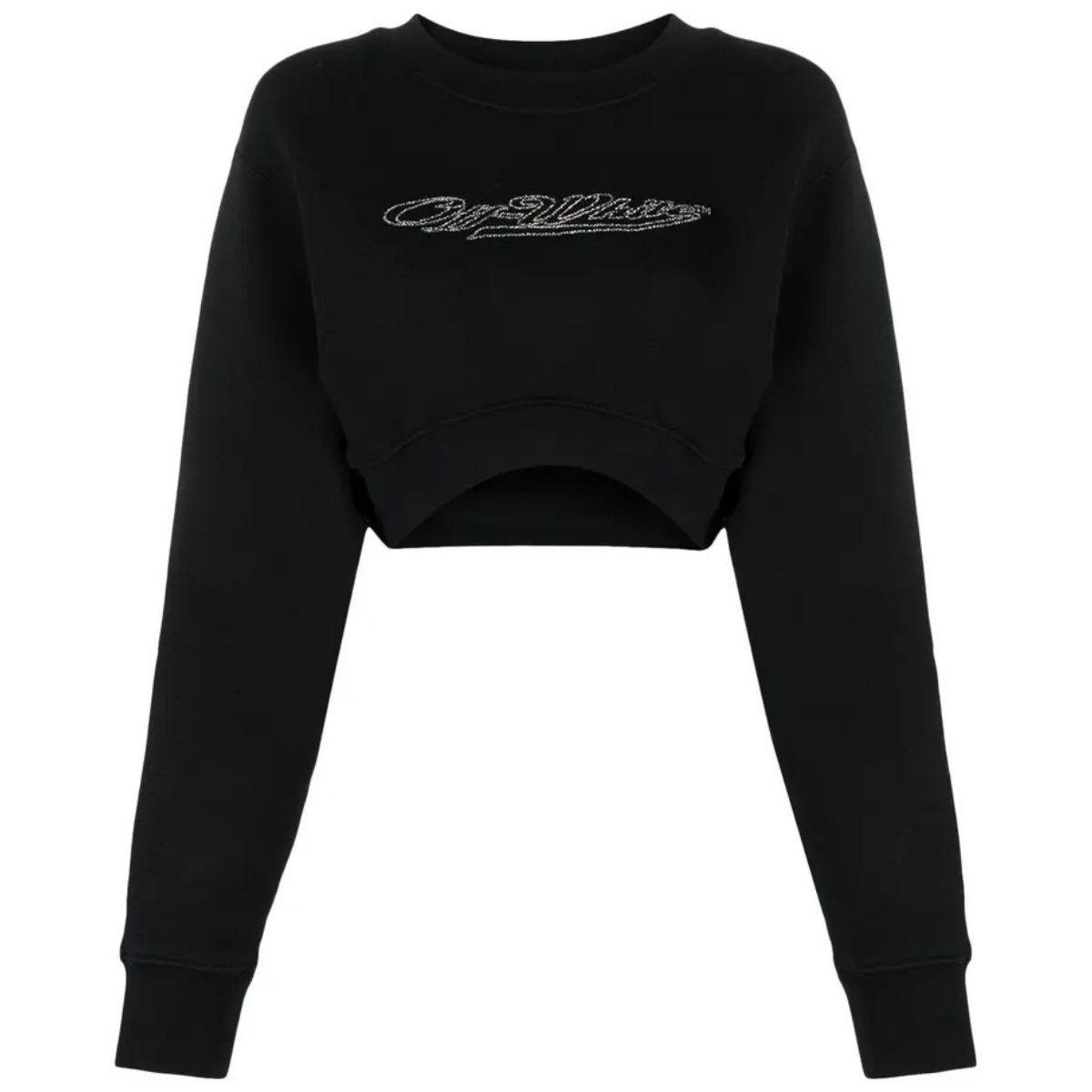 Off-White Bling Baseball Sup Crop Crewneck Sweatshirt 'Black/White'