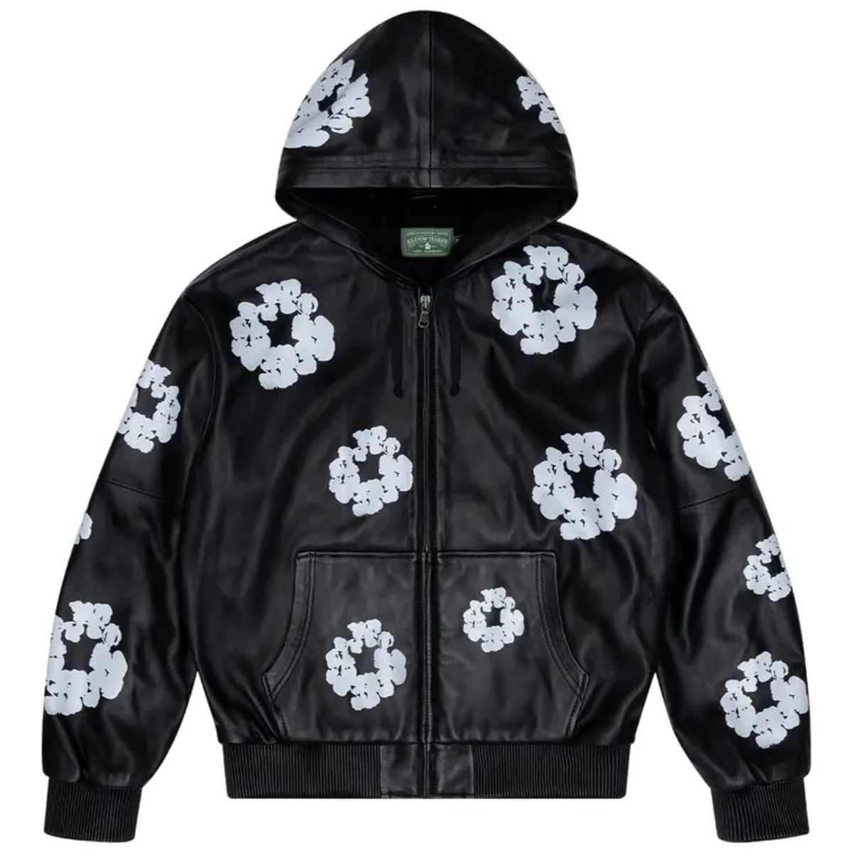 Denim Tears Leather Cotton Wreath Zip Hoodie 'Black'