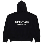 Fear of God Essentials Classic Full Zip-Up Hoodie 'Jet Black'
