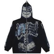 Cactus Jack by Travis Scott For Fragment Skeleton Graffiti Full Zip Hoodie 'Black' Jackets Travis Scott