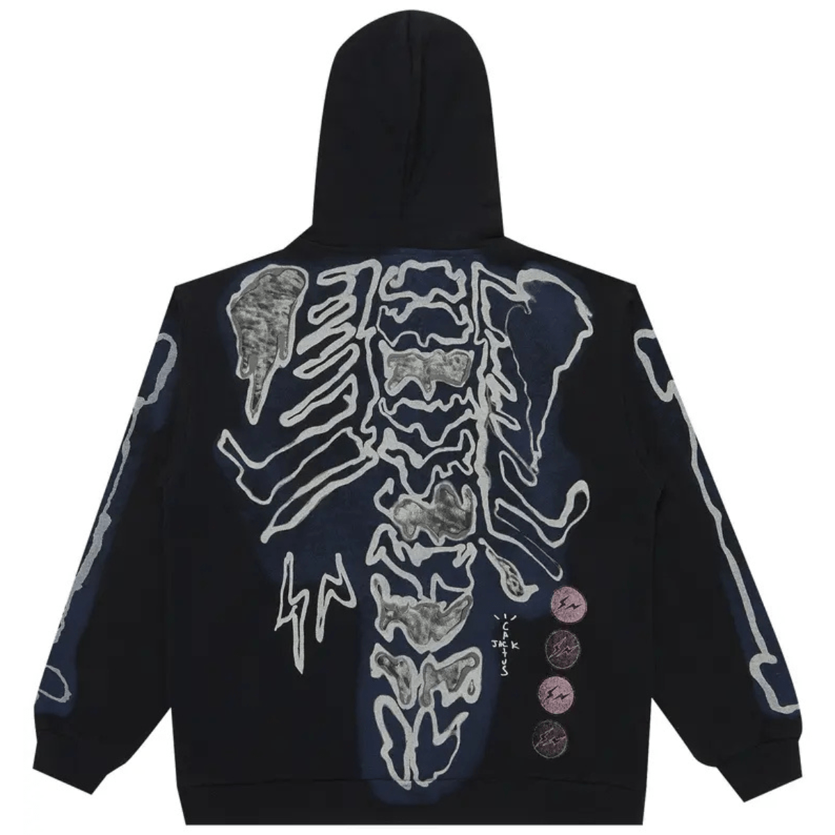 Cactus Jack by Travis Scott For Fragment Skeleton Graffiti Full Zip Hoodie 'Black' Jackets Travis Scott