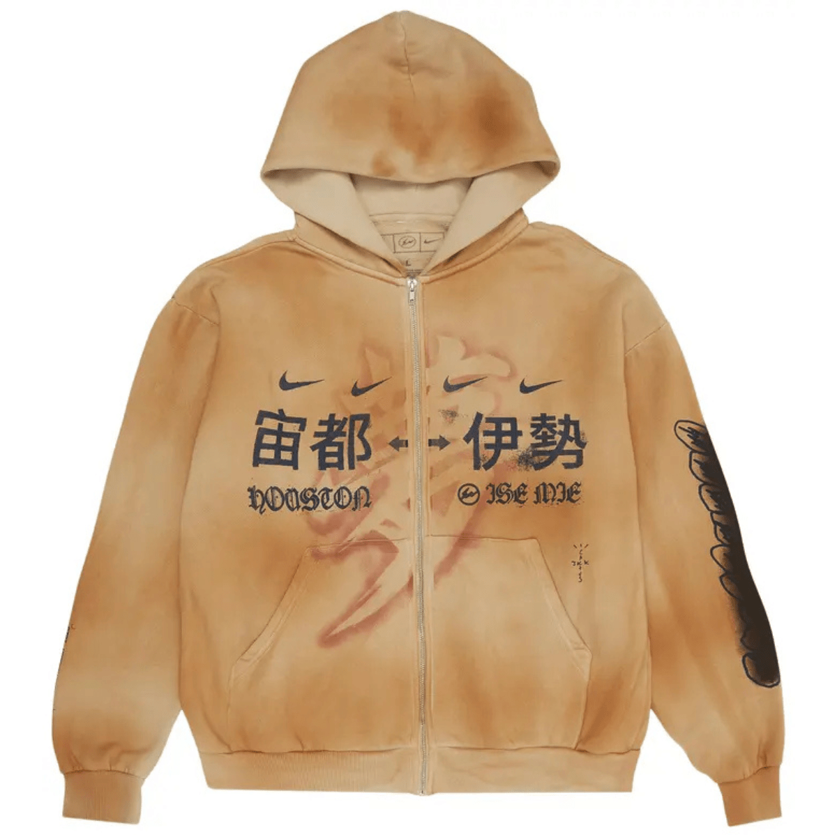 Cactus Jack by Travis Scott x Fragment x Nike Houston To ISE MIE Zip Hoodie 'Tan' Hoodies Travis Scott