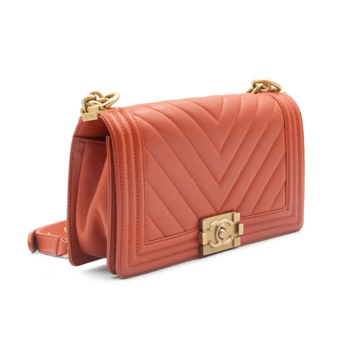 Chanel Chevron Caviar Boy Medium Bag 'Red' Bags Chanel