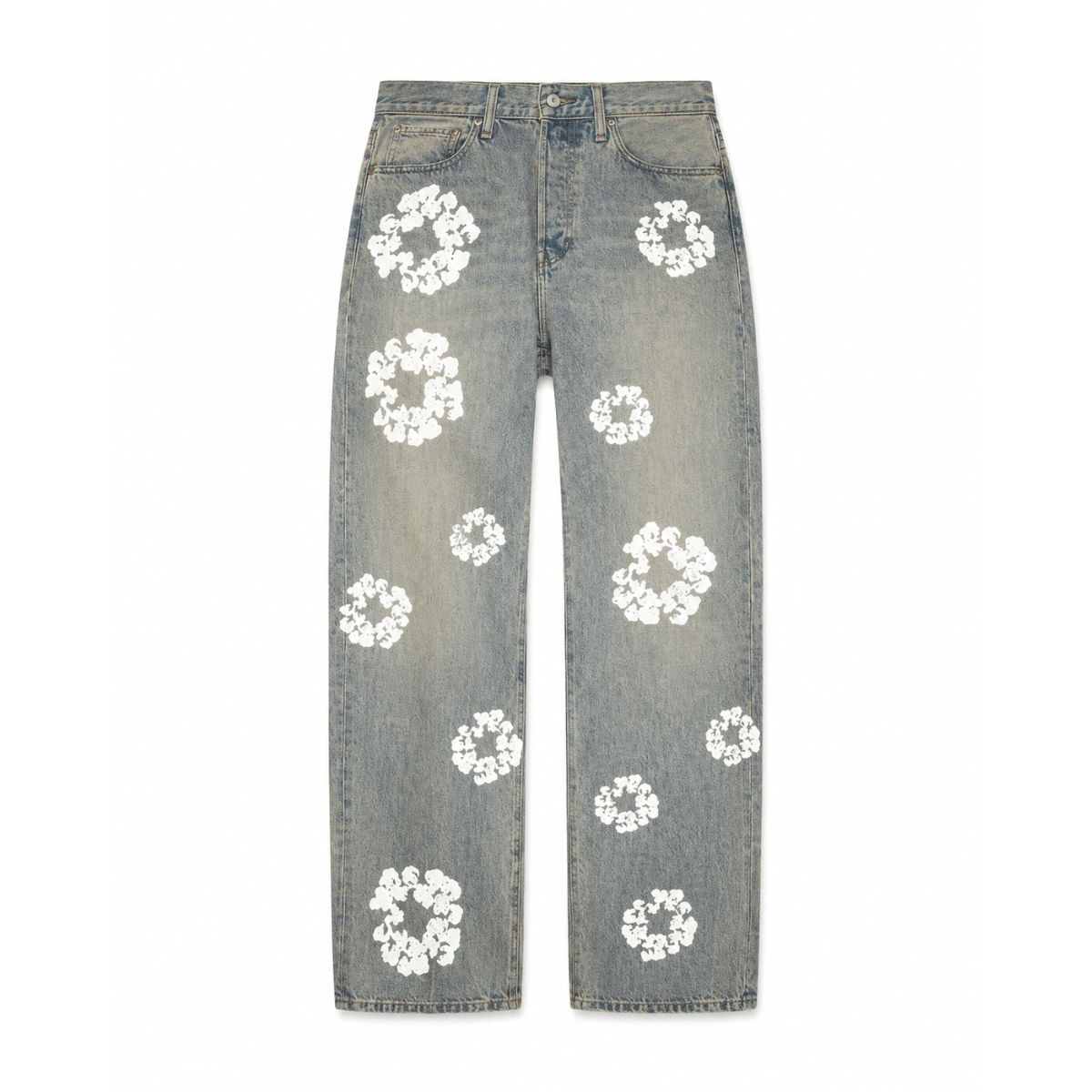 Denim Tears Baggy Cotton Wreath Denim Pant 'Dirty Wash' Jeans Denim Tears