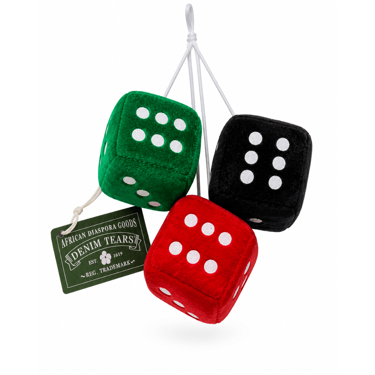 Denim Tears x African Diaspora Plush Fuzzy Dice 'Black/Green/Red' Collectibles Denim Tears