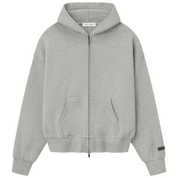 Fear of God Essentials Classic Fleece Zip-Up Hoodie 'Concrete Heather' Jackets Fear of God Essentials