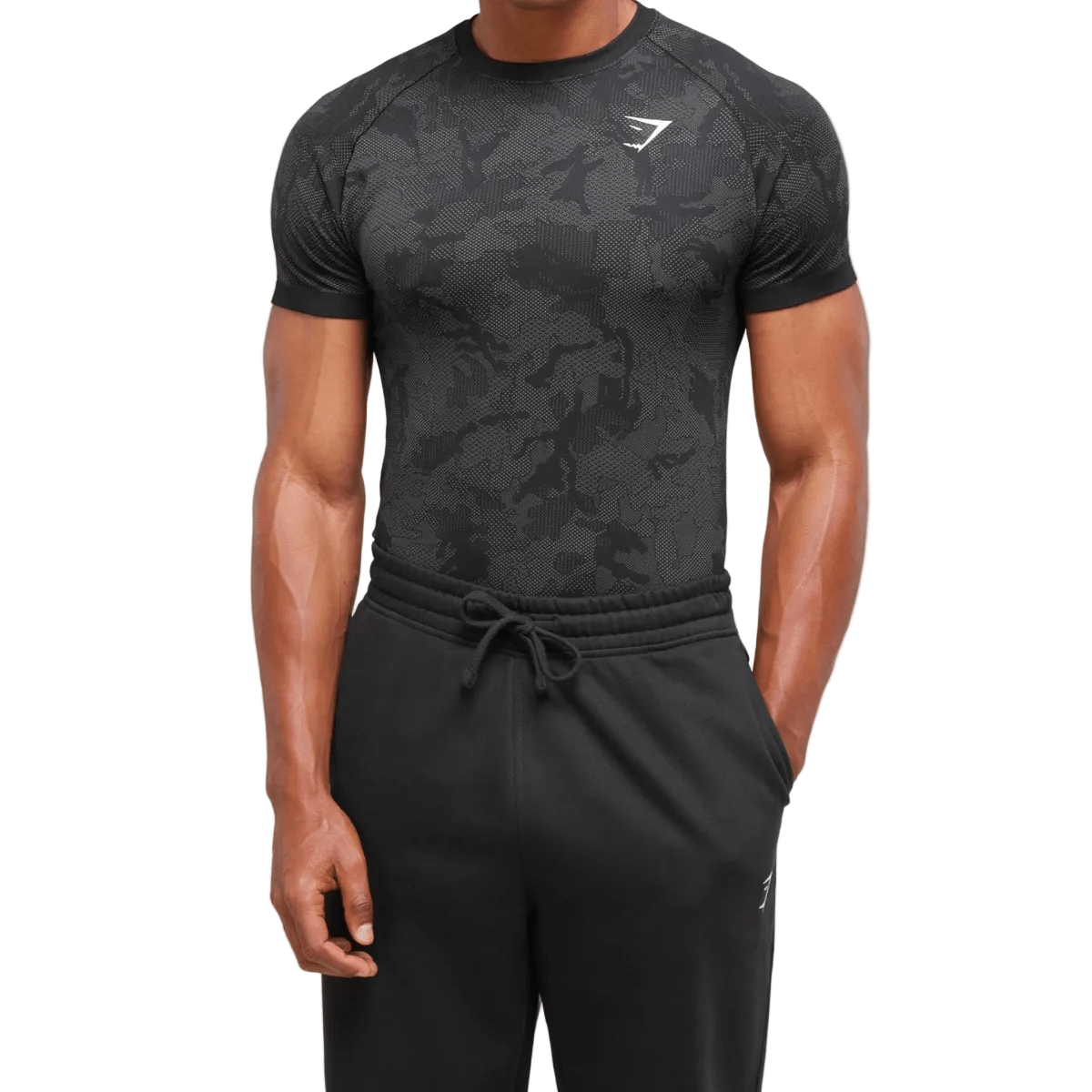 Gymshark Geo Seamless T-shirt 'Black/Charcoal Grey' T-Shirts Gymshark