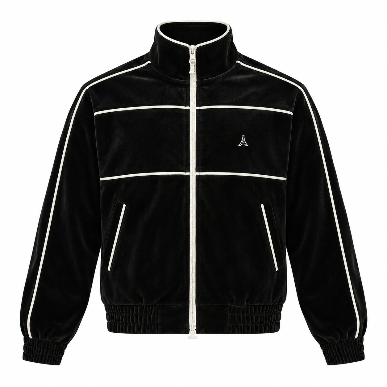 Manière De Voir Eiffel Velour Track Jacket 'Black' Jackets Manière De Voir