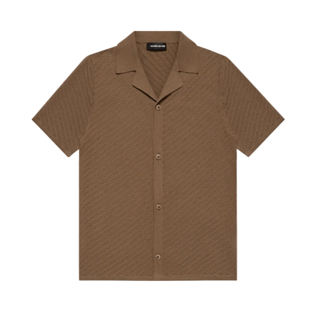 Manière De Voir Herringbone Knit Revere Shirt 'Brown' Shirts Manière De Voir