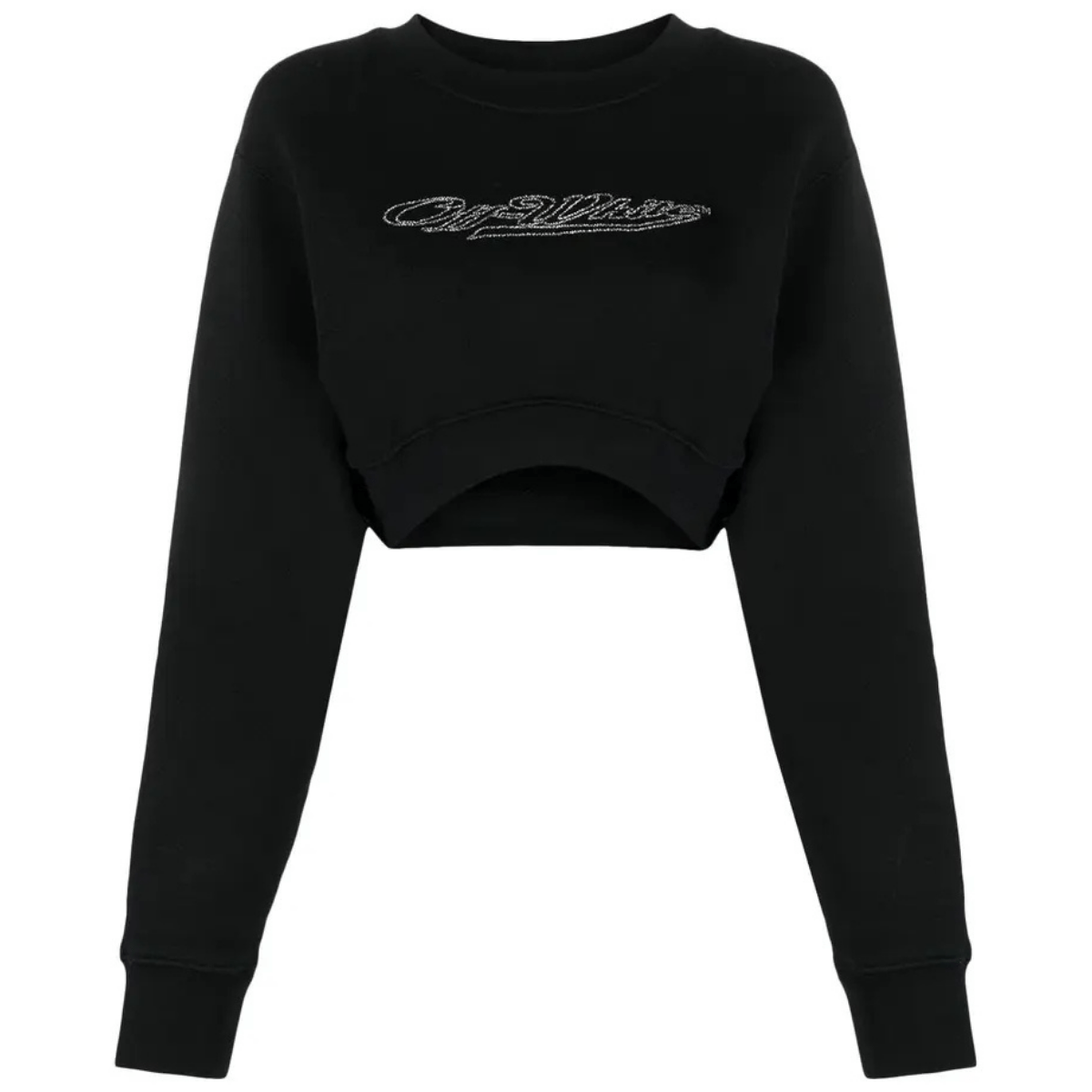 Off-White Bling Baseball Sup Crop Crewneck Sweatshirt 'Black/White' Sweatshirts Off-White