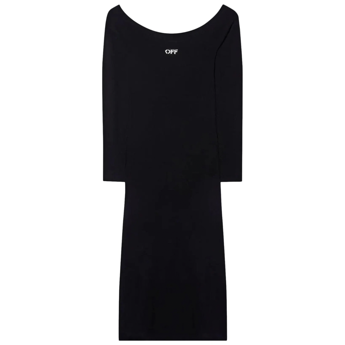 Off-White Off Stamp Slick Scoop Mididre Dress 'Black/White' Sweatshirts Off-White