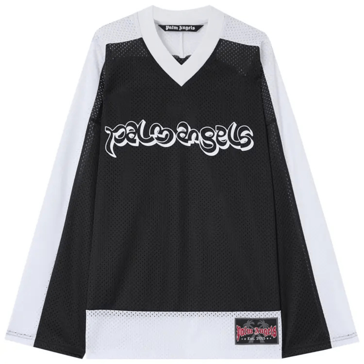 Palm Angels Thai Logo Mesh Loose Long-Sleeve Tee 'Black/White' T-shirts Palm Angels