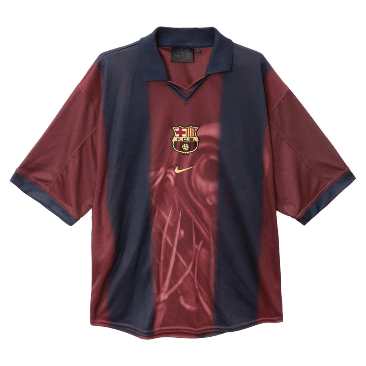 Travis Scott x Nike x FC Barcelona Retro 2000/01 Home Skeleton Jersey T-Shirts Nike
