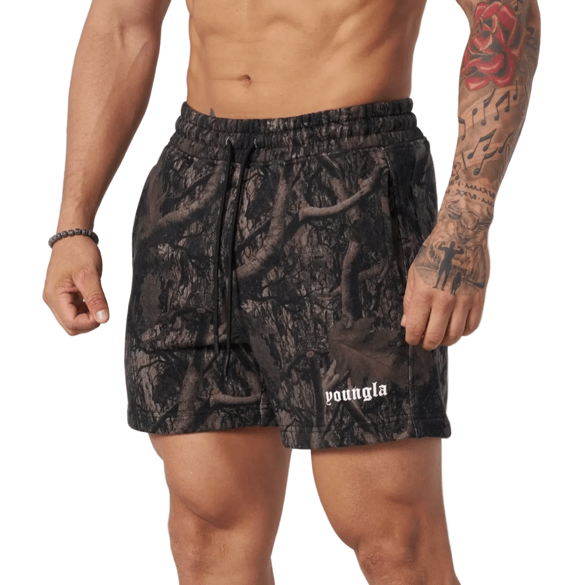 YoungLA Tree Camo Cotton Shorts 'Dark Tree Camo' Shorts Plug and Play